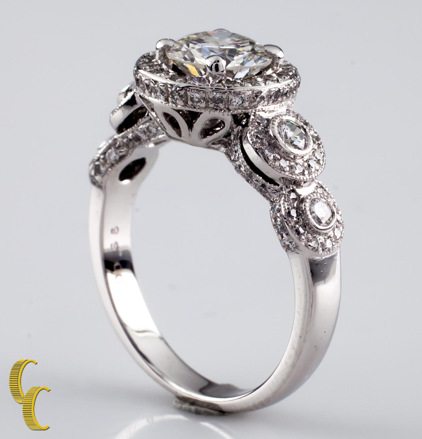 Women's 1.77 Carat Round Brilliant Diamond 18 Karat White Gold Engagement Ring For Sale