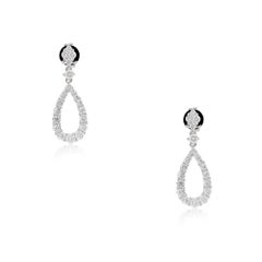1.77 Carat Round Brilliant Diamond Tear-Drop Shape Earrings 18 Karat In Stock