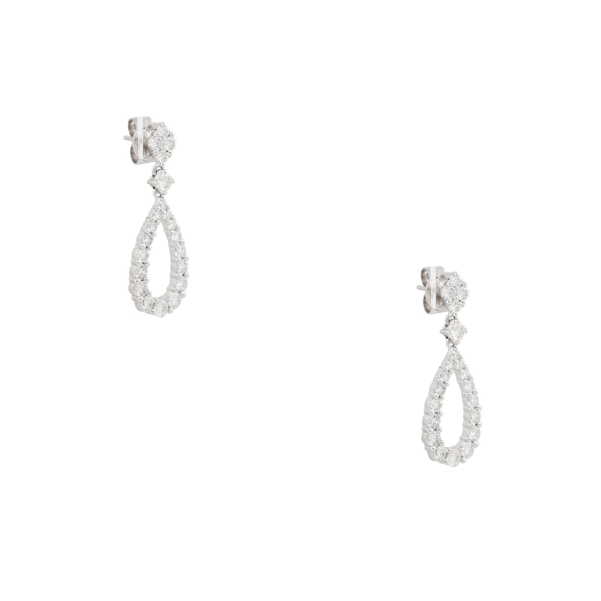 1,77 Karat Runder Brillant Diamant Ohrringe in Tropfenform 18 Karat Vorrätig (Moderne) im Angebot
