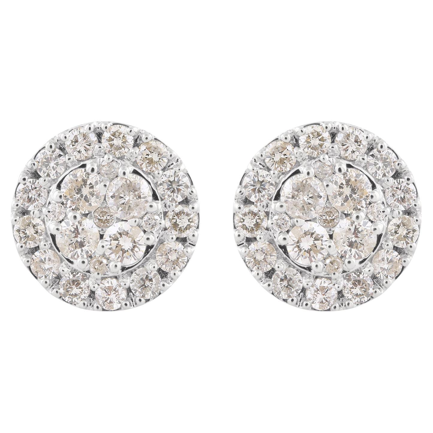Véritable 1.77 Carat SI Clarity HI Color Diamond Stud Earrings 14k White Gold Jewelry