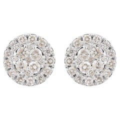 Véritable 1.77 Carat SI Clarity HI Color Diamond Stud Earrings 14k White Gold Jewelry