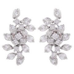 1.77 Carat SI Clarity HI Color Diamond Earrings 18 Karat White Gold Fine Jewelry