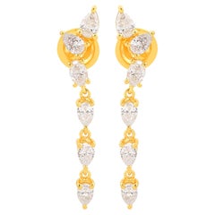 1,77 Karat SI Reinheit HI Farbe Birnen-Diamant-Ohrringe 18 Karat Gelbgold