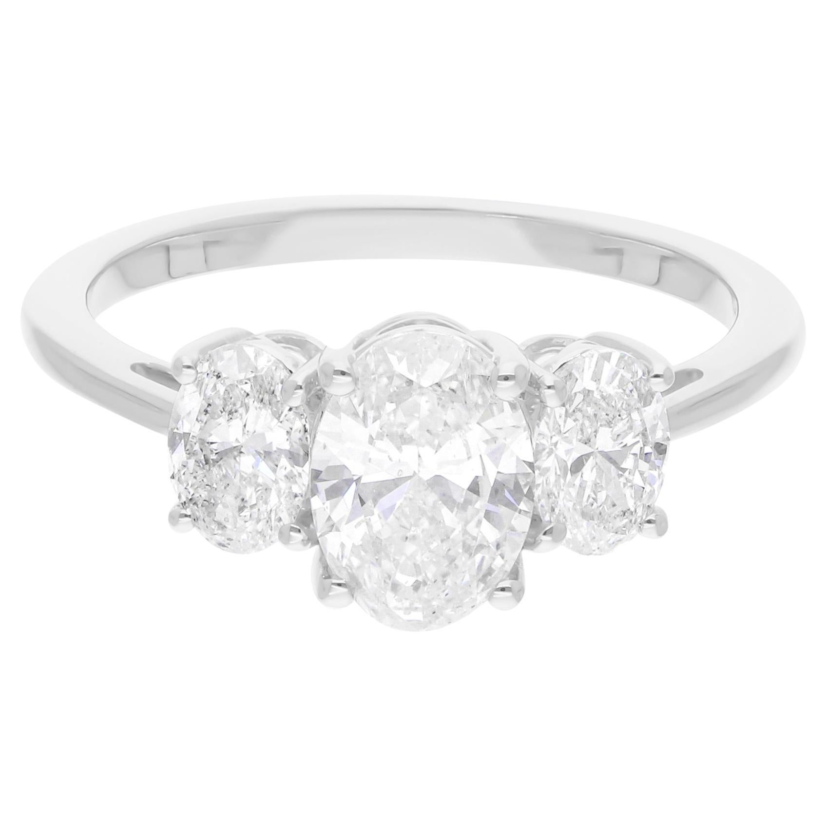 1.77 Carat SI/H Oval Brilliant Cut Diamond Ring 18 Karat White Gold Fine Jewelry