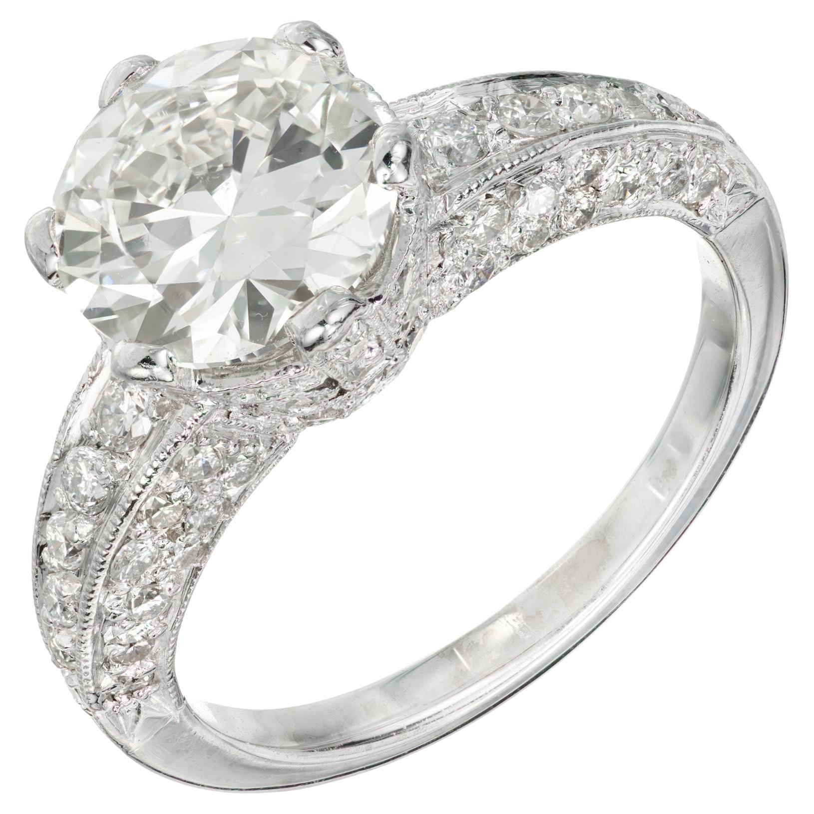 1.77 Carat Transitional Cut Diamond Platinum Engagement Ring
