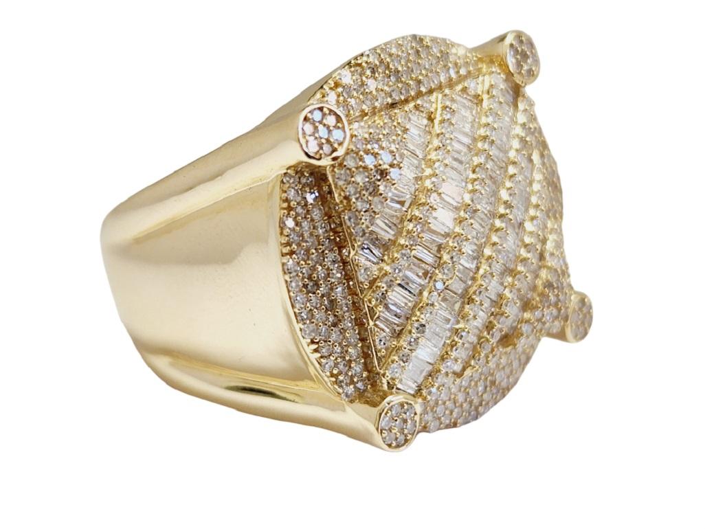 1,77 Karat Baguette-Diamant Gelbgold 14k Ring (Rundschliff)