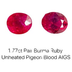 1.77 carats Burma Ruby Unheated pigeon blood red Double “pairs “AIGS certificate