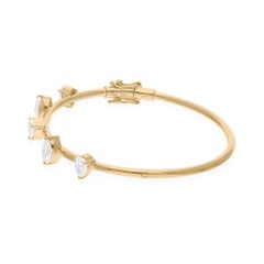 1.77 Ct H/SI Natural Multi Diamond Bangle 14K Yellow Gold Bracelet New Year Gift