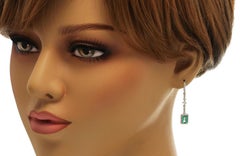 1.77 Ct Natural Colombian Emerald 0.78 Ct Diamonds 18K White Gold Drop Earrings