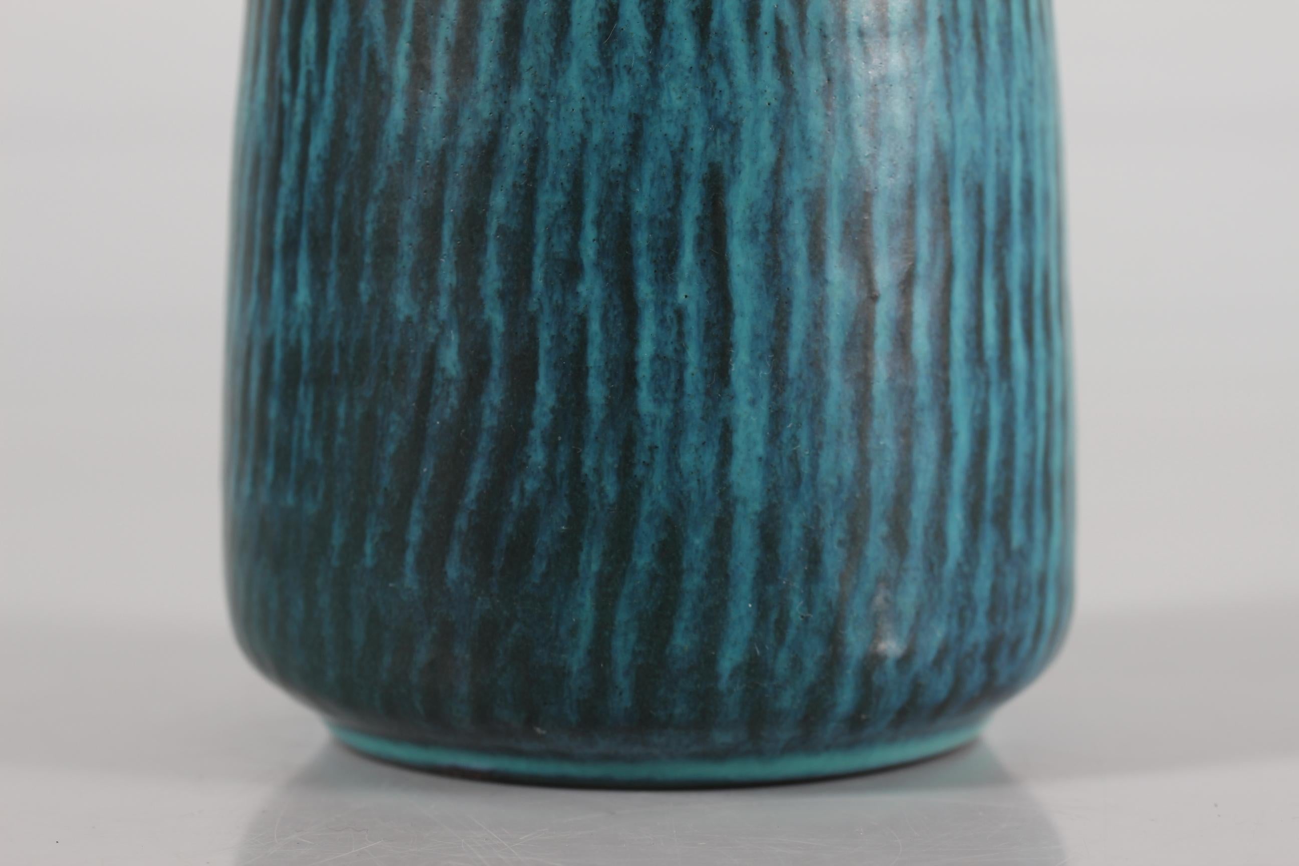 Mid-Century Modern Tall In 17 Gunnar Nylund Nymølle Turquoise Blue Ceramic Vase Danish Modern 