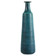 Benzara BM180657 Ceramic Bottle Vase with Engraved Bubble Pattern Turquoise 