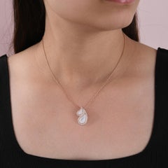 1.77 TCW Mother Of Pearl SI/H Diamond Teardrop Pendant Necklace 18k Rose Gold