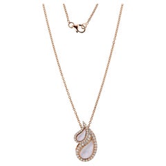 1.77 TCW Mother Of Pearl SI/H Diamond Teardrop Pendant Necklace 18k Rose Gold