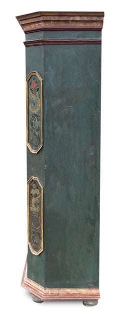 1770 Green Floral Painted Wardrobe