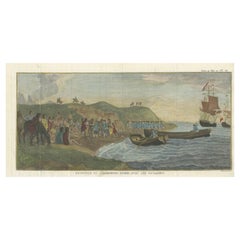 1770s Engraving of Commodore Byron's Historic Encounter with the Patagonians