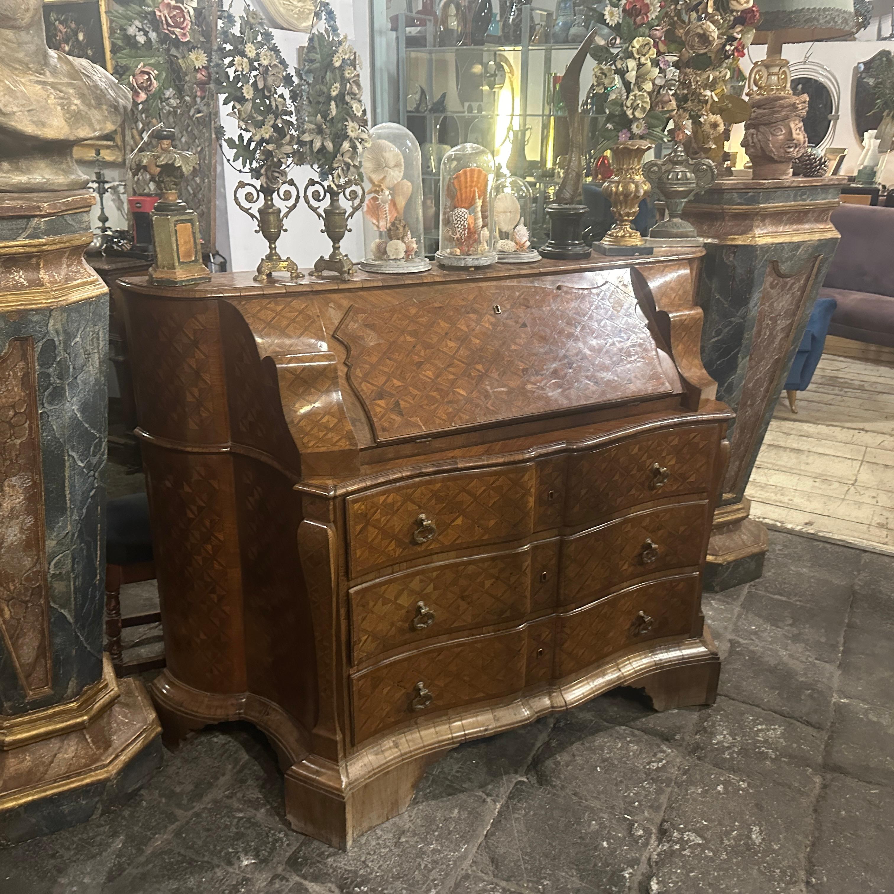 1770s Louis XV Important Roman Marquetry Flap Dresser For Sale 13