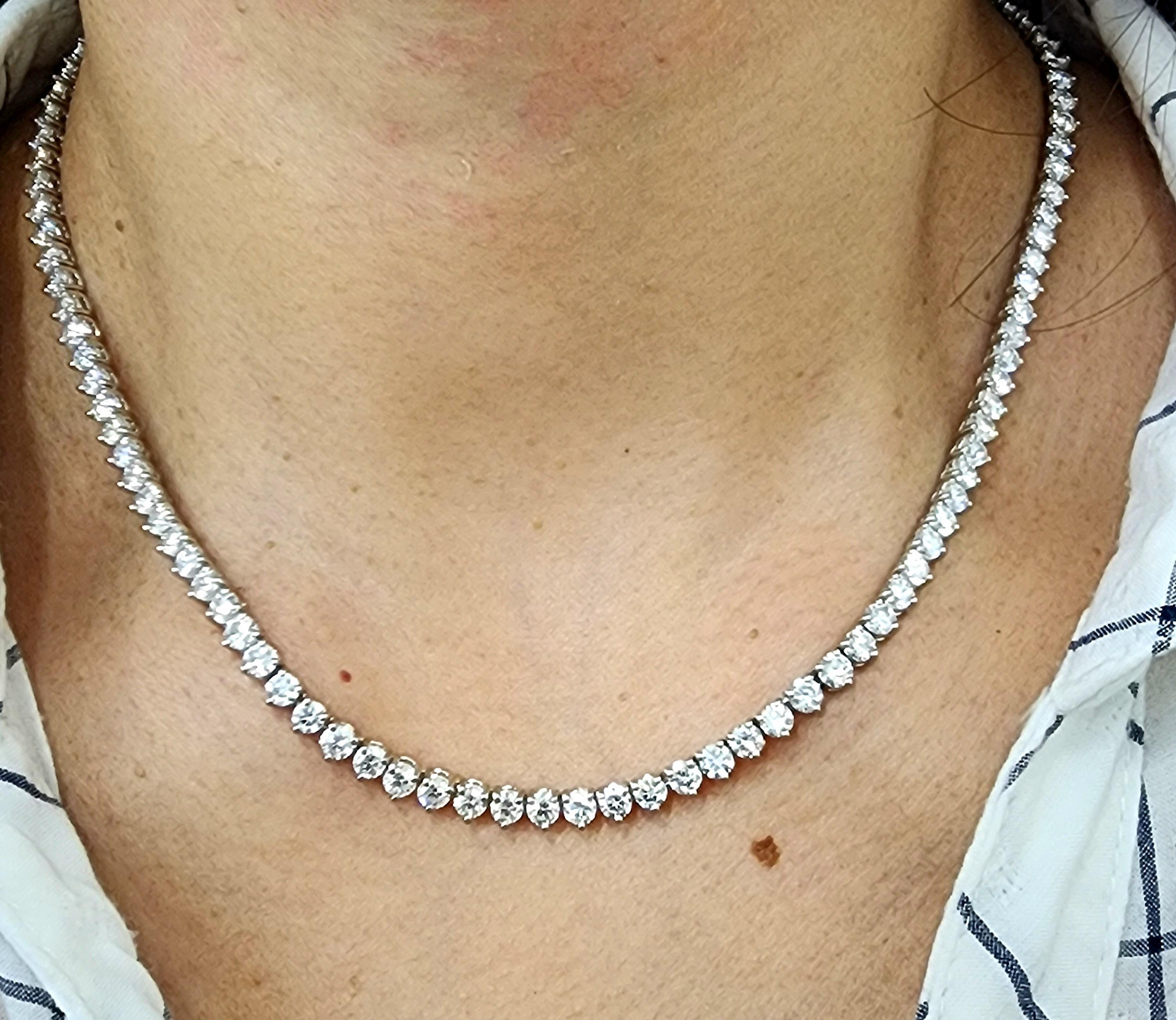 17,71 ct Collana Tennis con diamanti a 3 punte