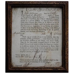 Antique 1771, of East Indian Company Interest, Private Solider John Coleman Declaration