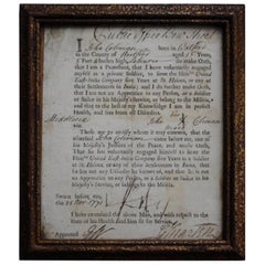 1771, of East Indian Company Interest, Private Solider John Coleman Declaration