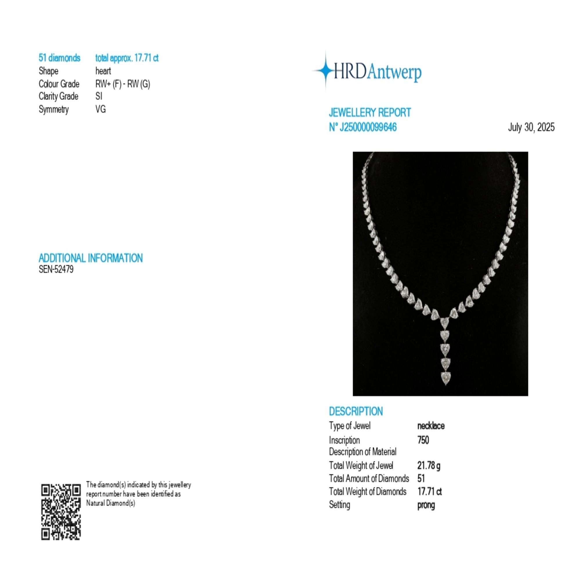 17.71ct HRD Certificado Corazón Cut Diamond Drop Necklace 14K Oro Blanco Fino en venta 5