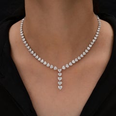 17.71Ct HRD Certified Heart Diamond Drop Necklace 14k White Gold Fine Jewelry