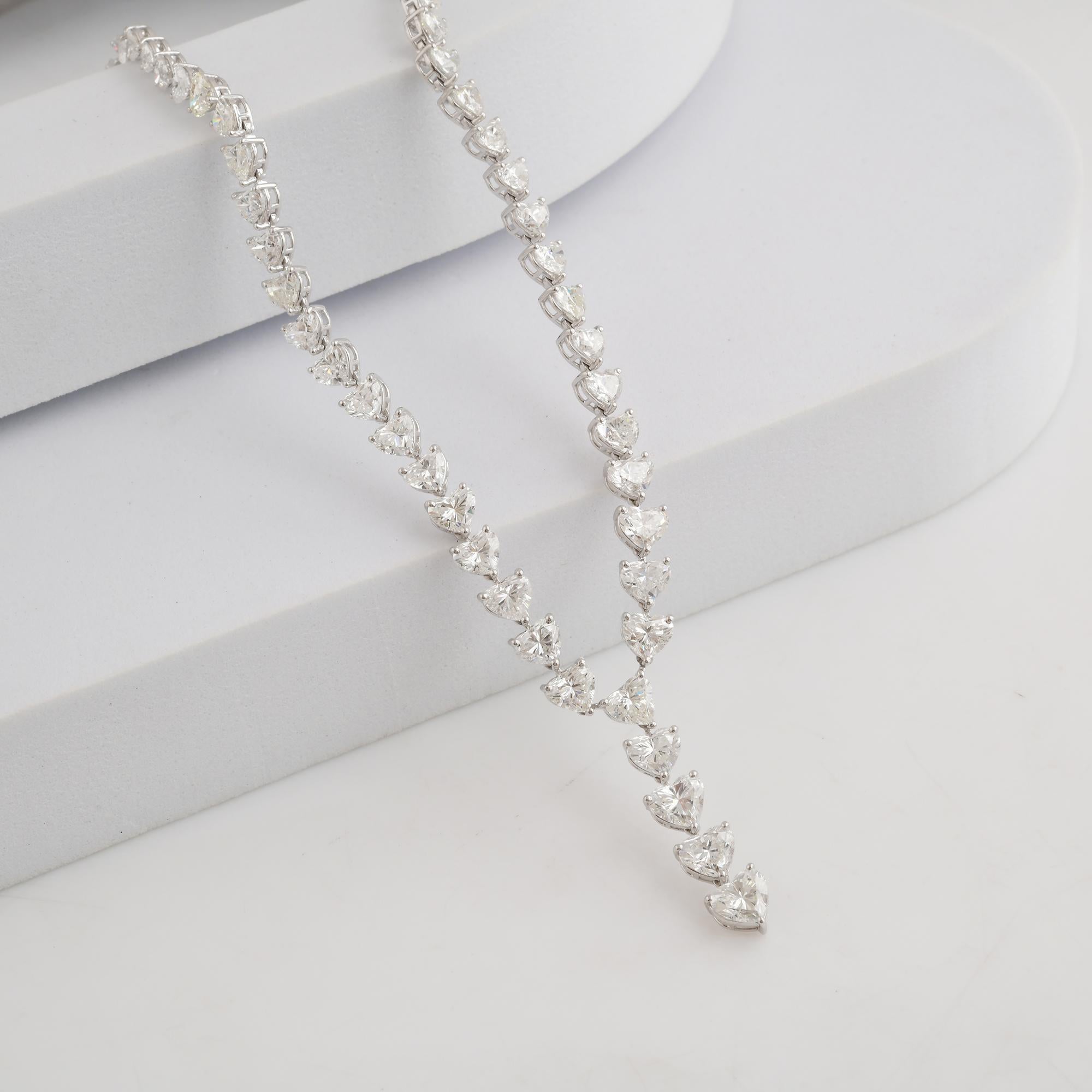17.71cts HRD Certified Diamond Drop Necklace 18k White Gold Fine Jewelry In New Condition For Sale In Diera, Dubai
