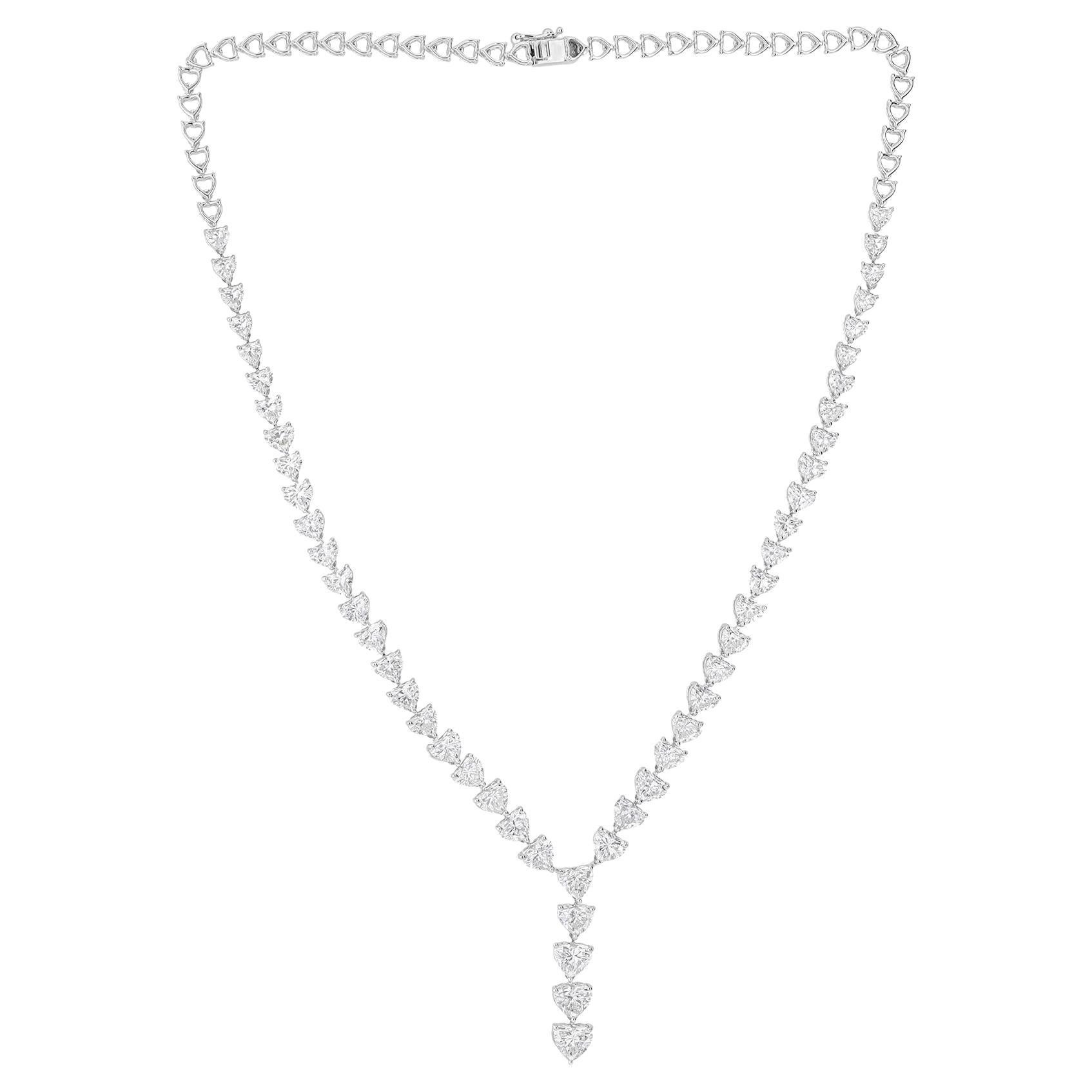 17.71cts HRD Certified Diamond Drop Necklace 18k White Gold Fine Jewelry For Sale