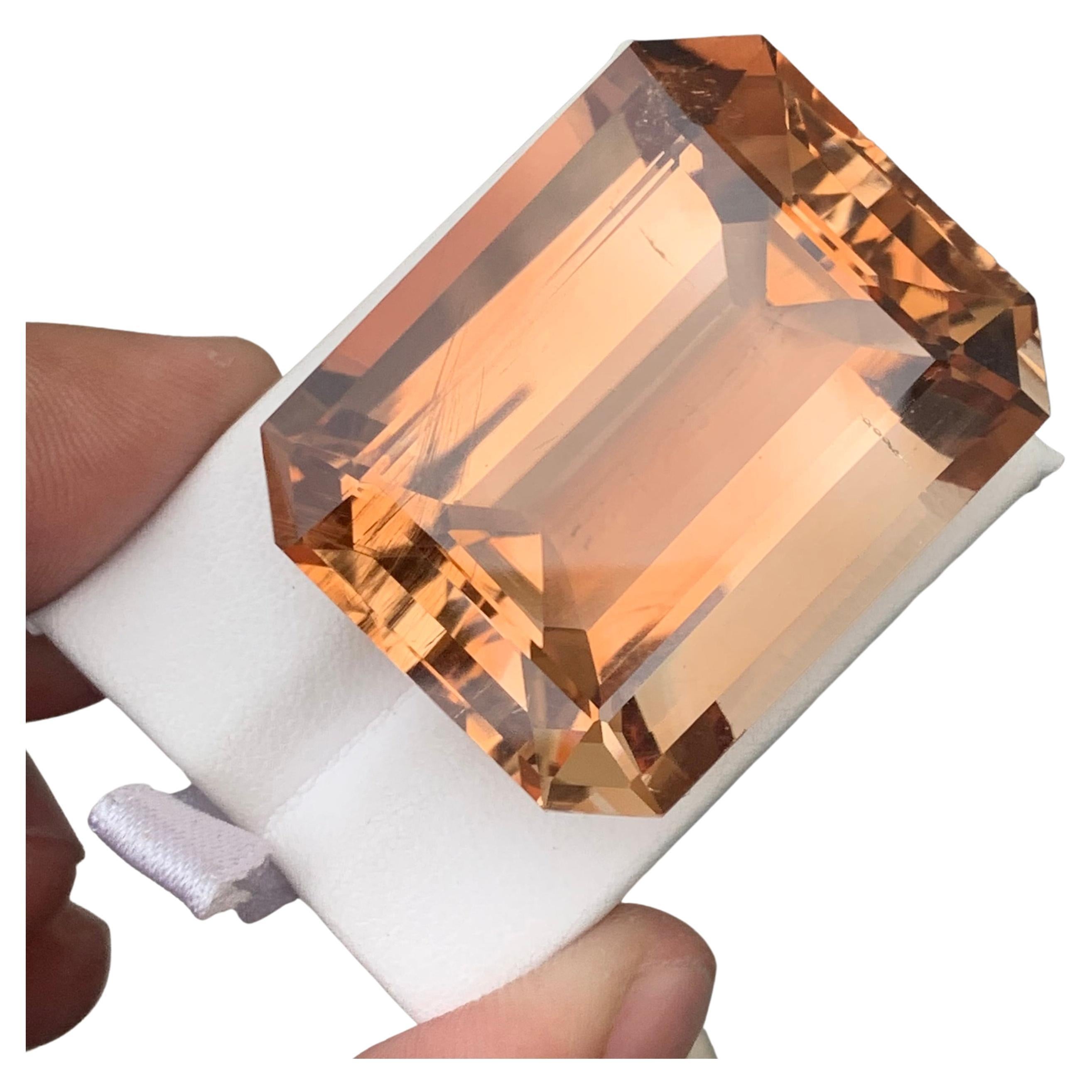177.25 Carat Huge Rare Treated Golden Topaz Emerald Cut from Skardu Mine