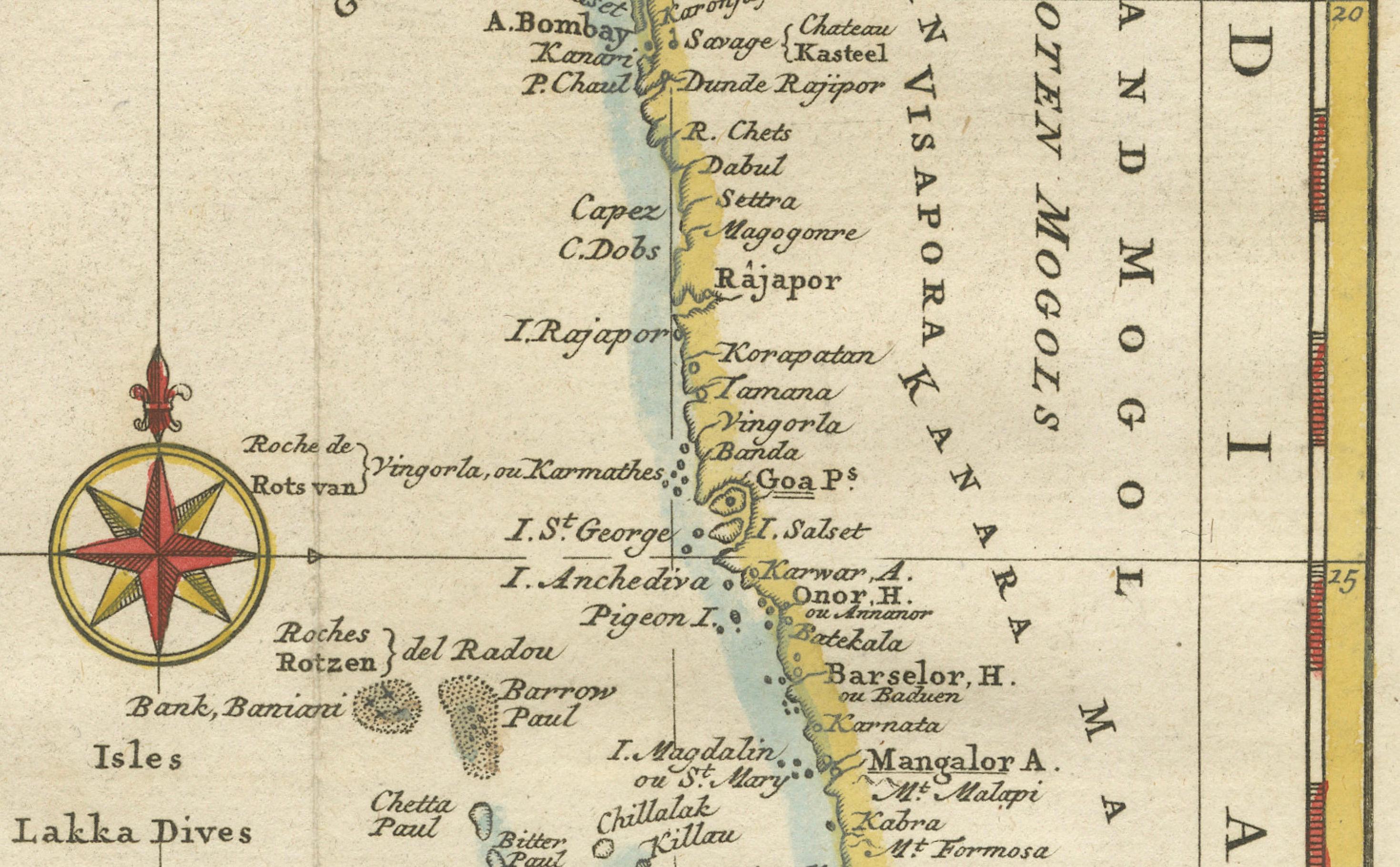 1773 Map of Persia, Gujarat & Malabar Coasts – Arabia to India, Hand-Colored In Good Condition For Sale In Langweer, NL