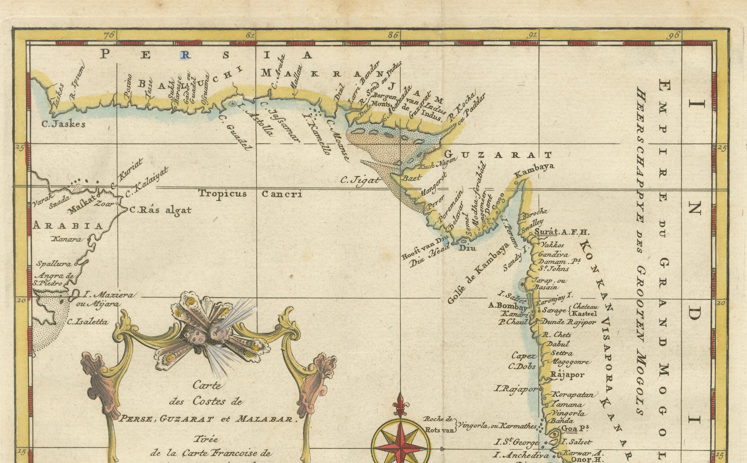 Late 18th Century 1773 Map of Persia, Gujarat & Malabar Coasts – Arabia to India, Hand-Colored For Sale