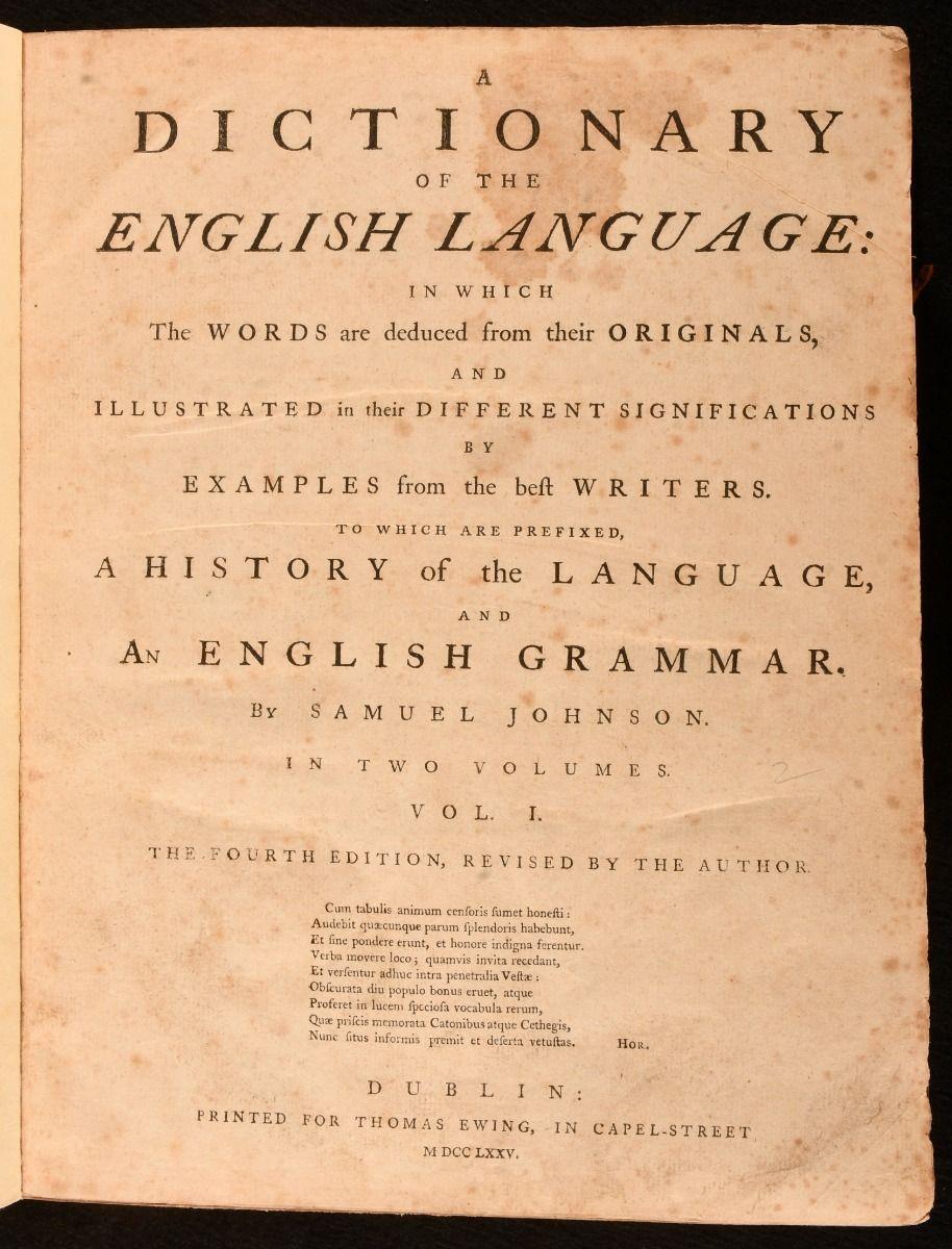 British 1775 A Dictionary of the English Language For Sale