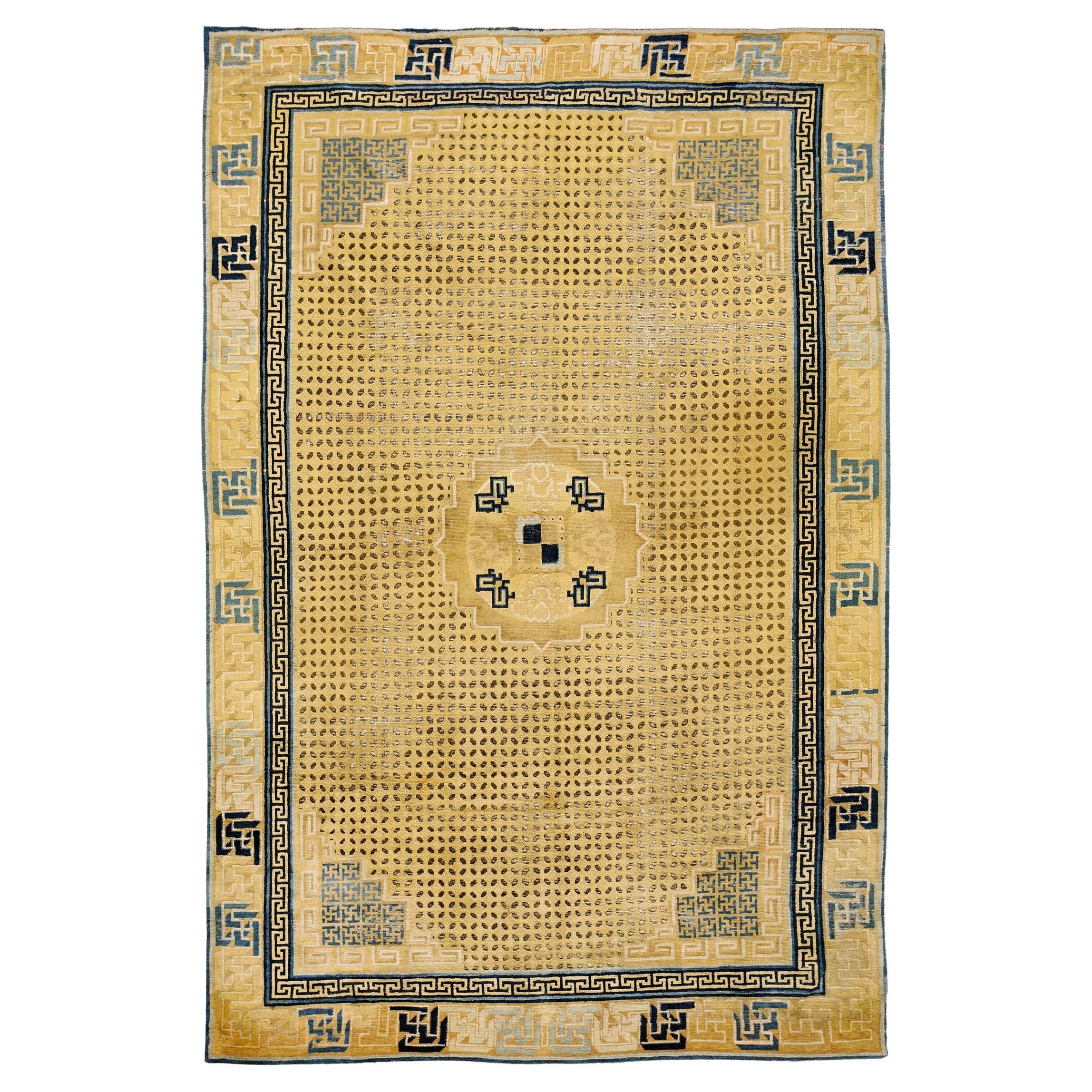 1775 Beige-Brown-Blue Grain o Rice Antique Chinese Ningxia Rug 7
x 10
2

 Carpet