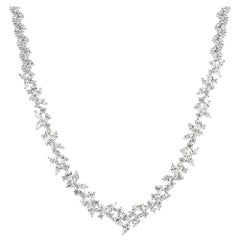 Mark Broumand 17.75 Carat Fancy Cluster Diamond Necklace in 18 Karat White Gold