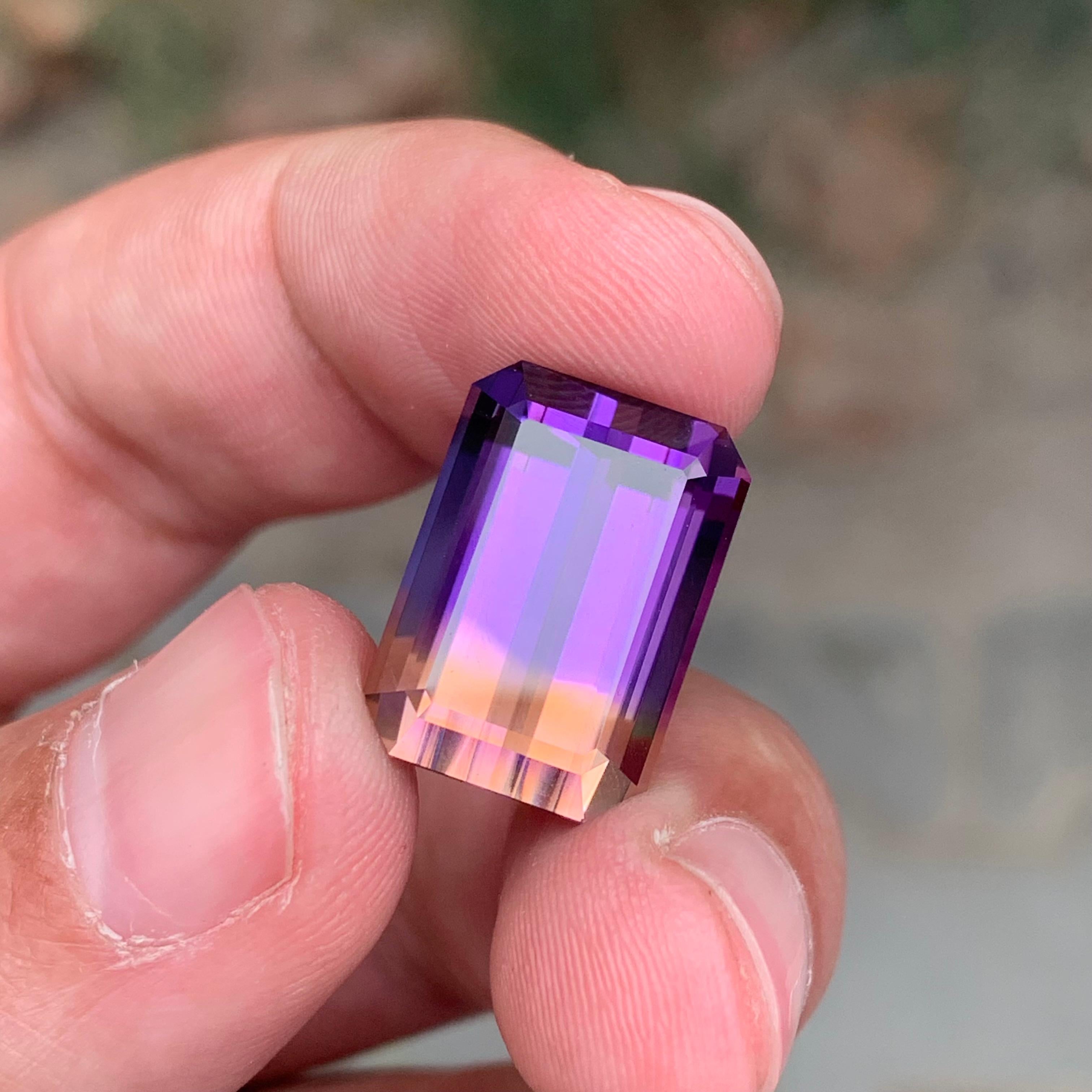 17,75 Karat Loser Ametrin Smaragdschliff im Zustand „Neu“ im Angebot in Brisbane, AU