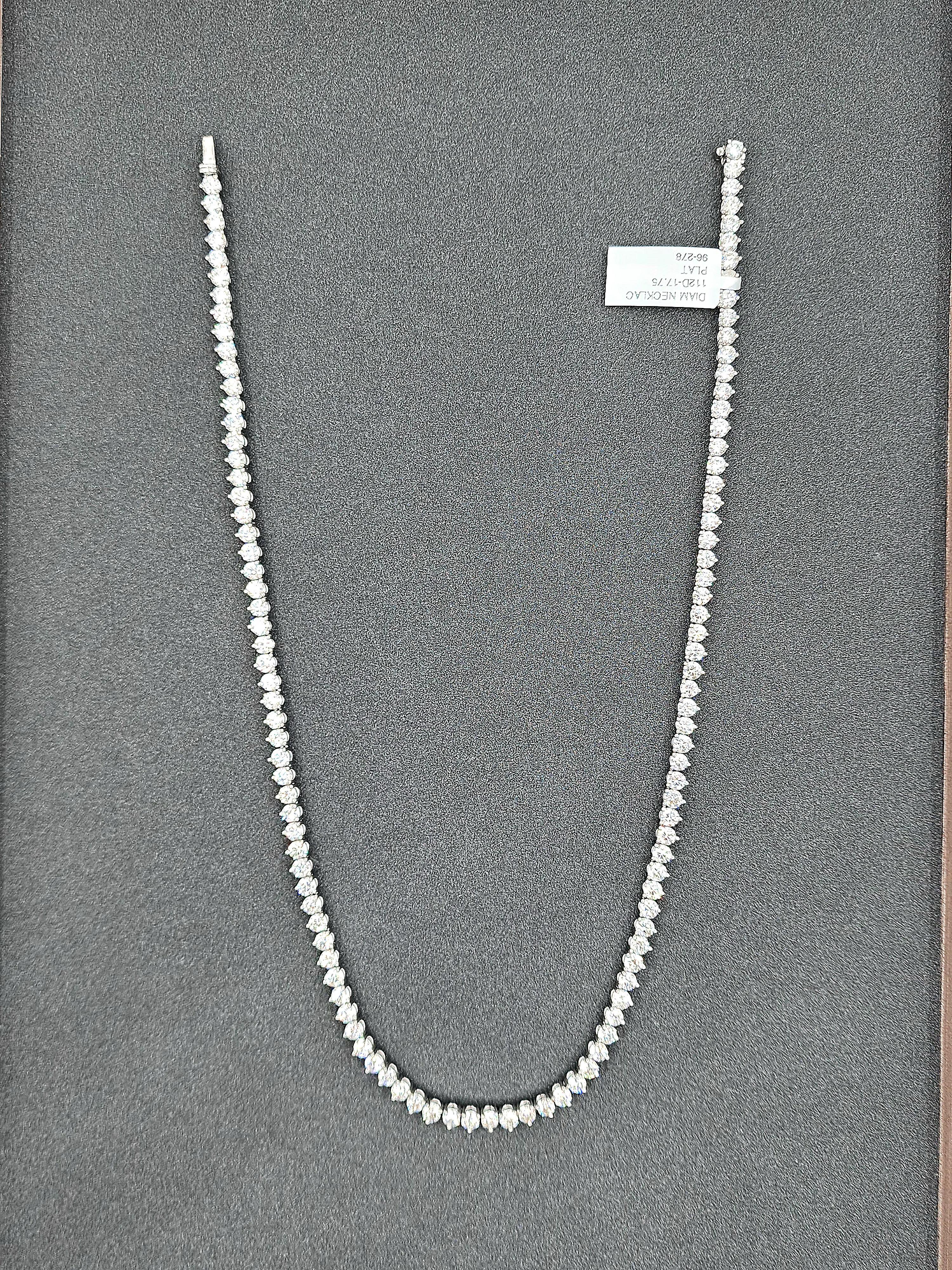 Modern 17.75 ct Diamond Tennis Necklace