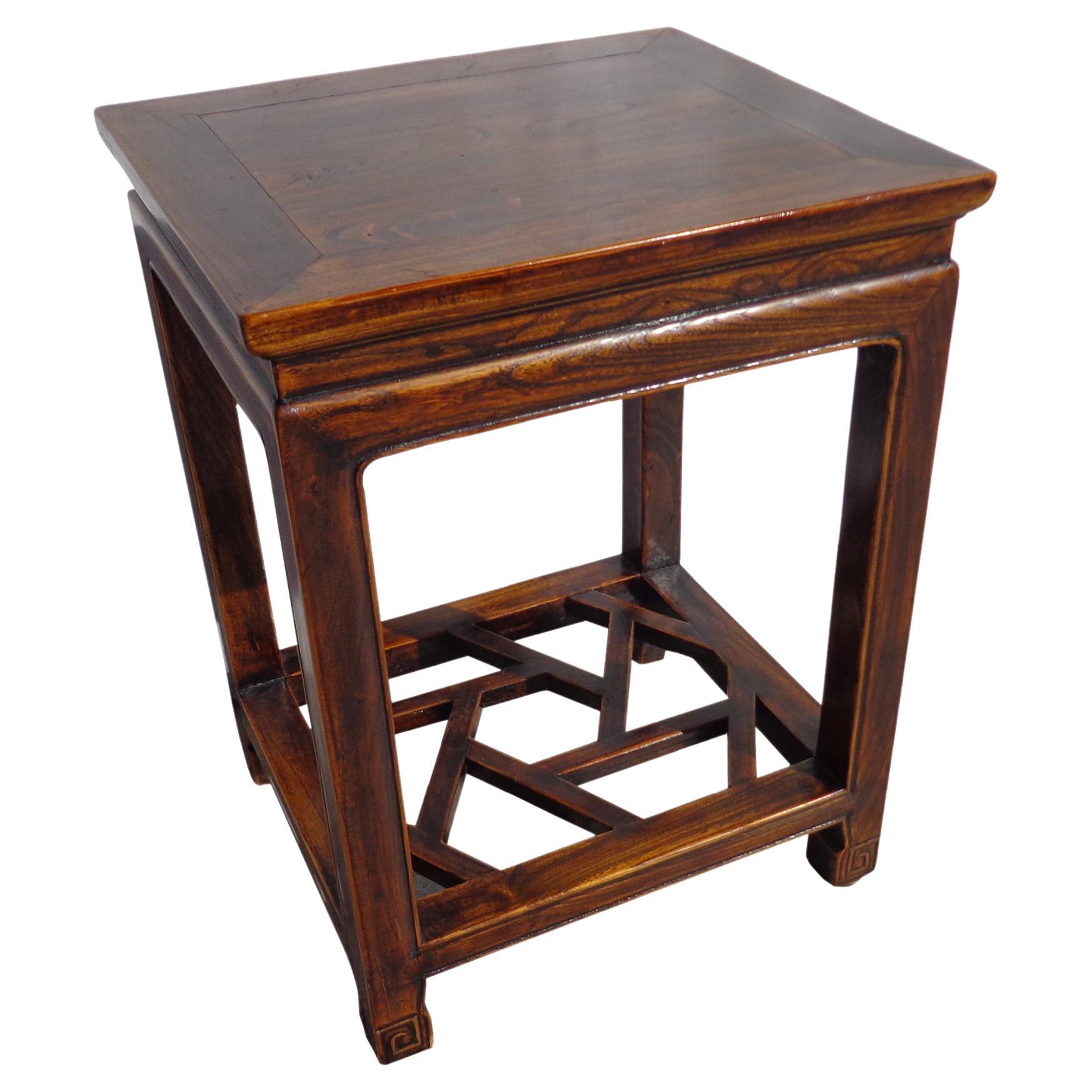 Ming Style Chinosarie Side Table with Fretwork