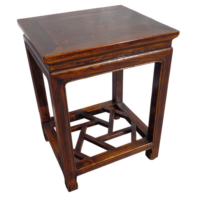 Ming Style Chinosarie Side Table with Fretwork For Sale