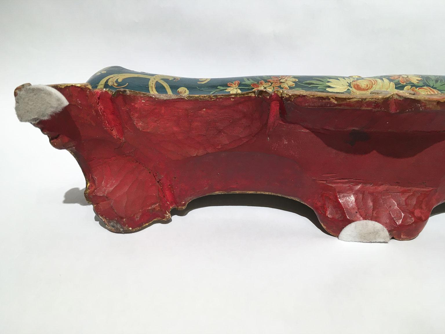 1775 Venezia Italy Blue Lacquered Wooden Engraved TablePaper Holder with Flowers For Sale 10
