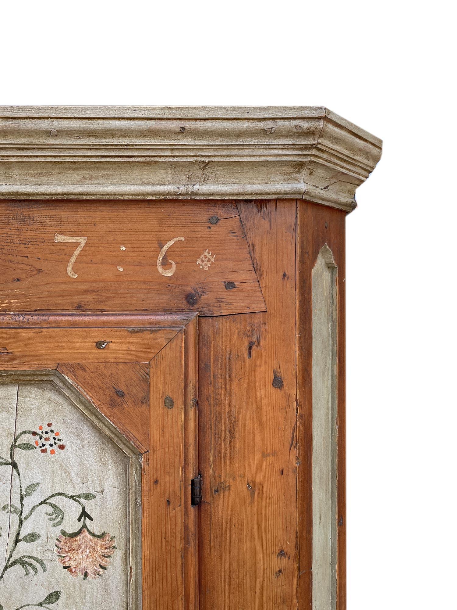 1776 Floral Painted Cupboard - European Alps For Sale 11