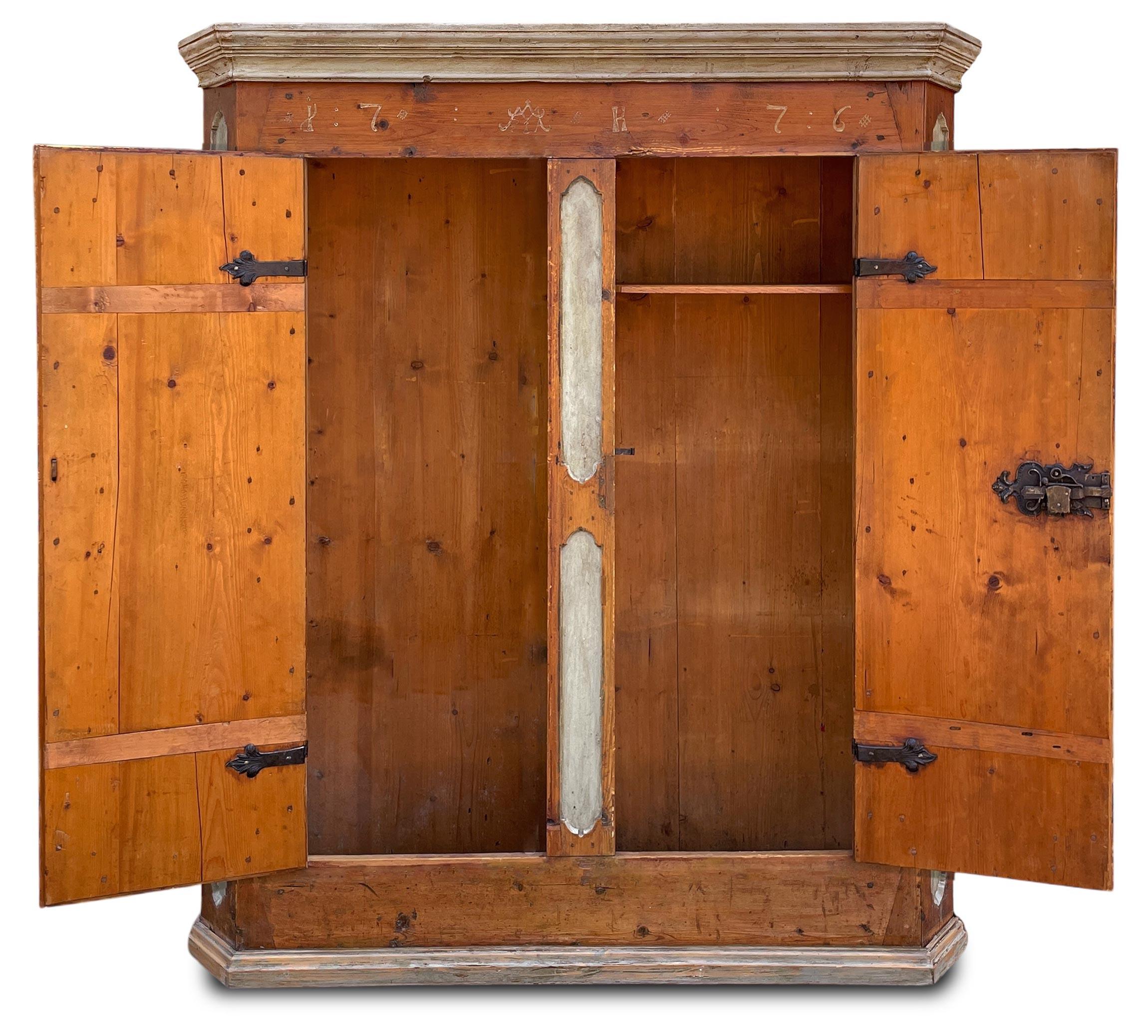 1776 Floral Painted Cupboard - European Alps For Sale 1