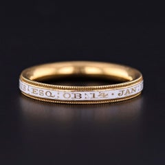 1776 Georgian Era White Enamel Mourning Ring of 18k Gold