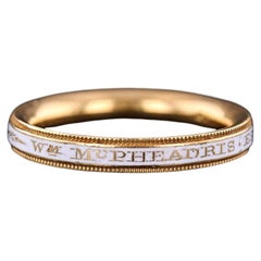1776 Georgian Era White Enamel Mourning Ring of 18k Gold