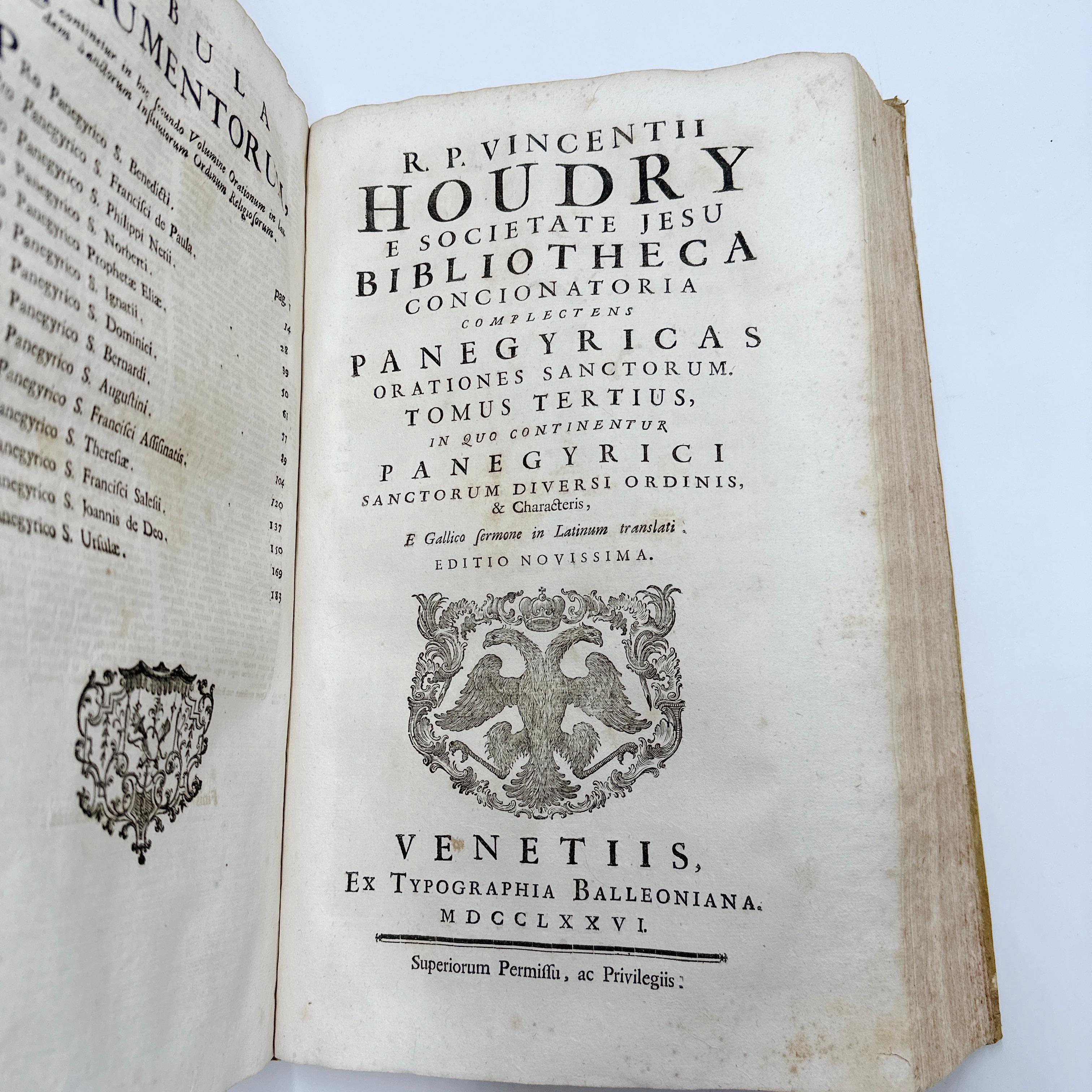 1776 R.P. Vincentii Houdry, E Societate Jesu Bibliotheca (Alle 5 Bände als 1) gedruckt (Spätes 18. Jahrhundert) im Angebot