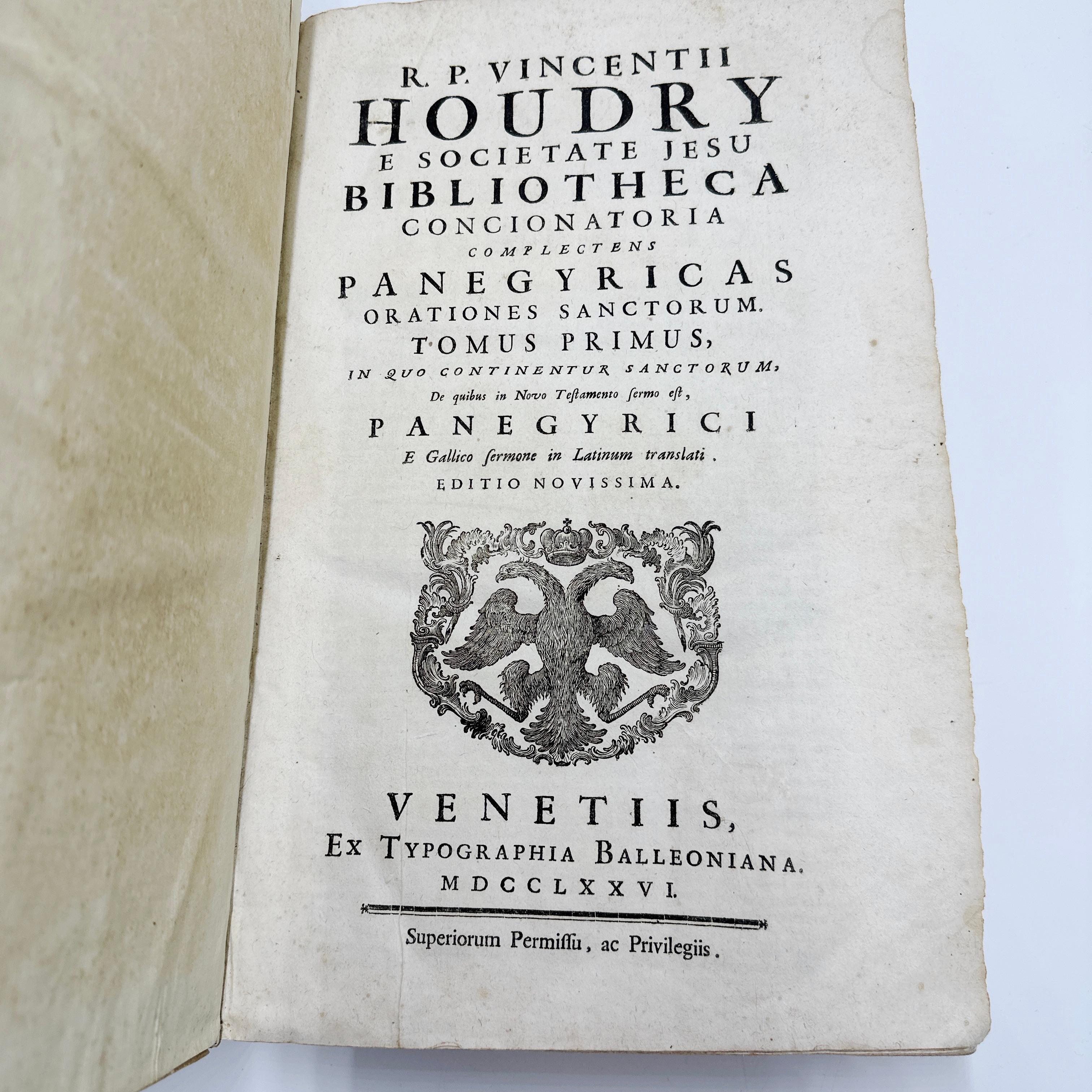 1776 R.P. Vincentii Houdry, E Societate Jesu Bibliotheca (Alle 5 Bände als 1) gedruckt im Angebot 3