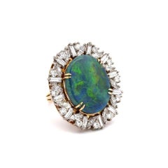 17.77 Carat Black Opal Multi Diamond Platinum Statement Cocktail Ring