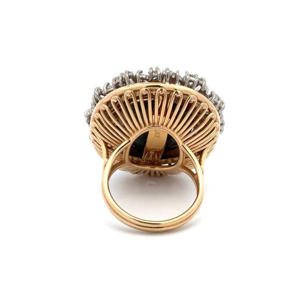 Mixed Cut 17.77 Carat Black Opal Multi Diamond Platinum Statement Cocktail Ring For Sale