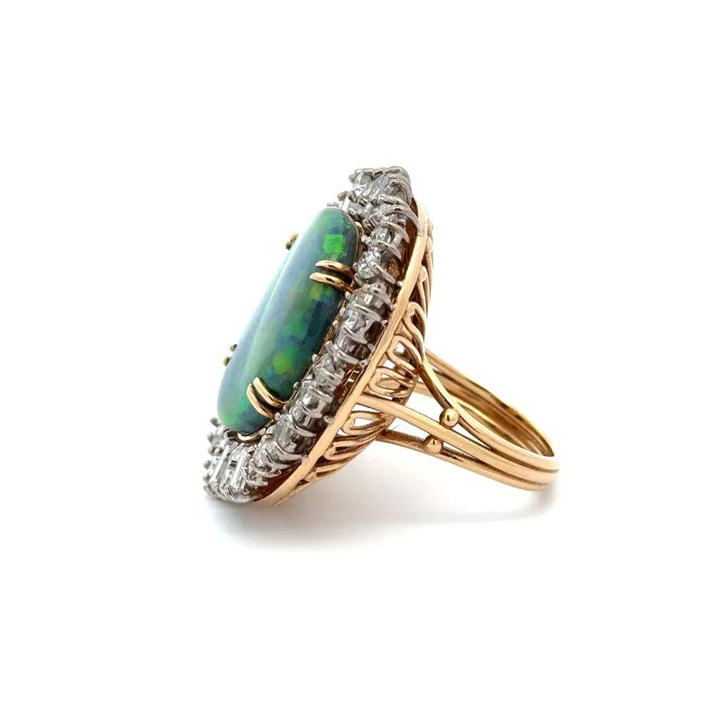 17.77 Carat Black Opal Multi Diamond Platinum Statement Cocktail Ring In Excellent Condition For Sale In Montreal, QC
