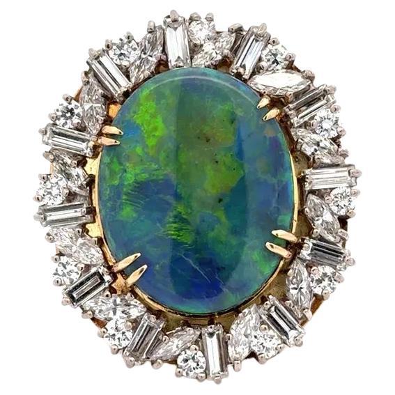 17.77 Carat Black Opal Multi Diamond Platinum Statement Cocktail Ring (bague de cocktail en platine avec plusieurs diamants)