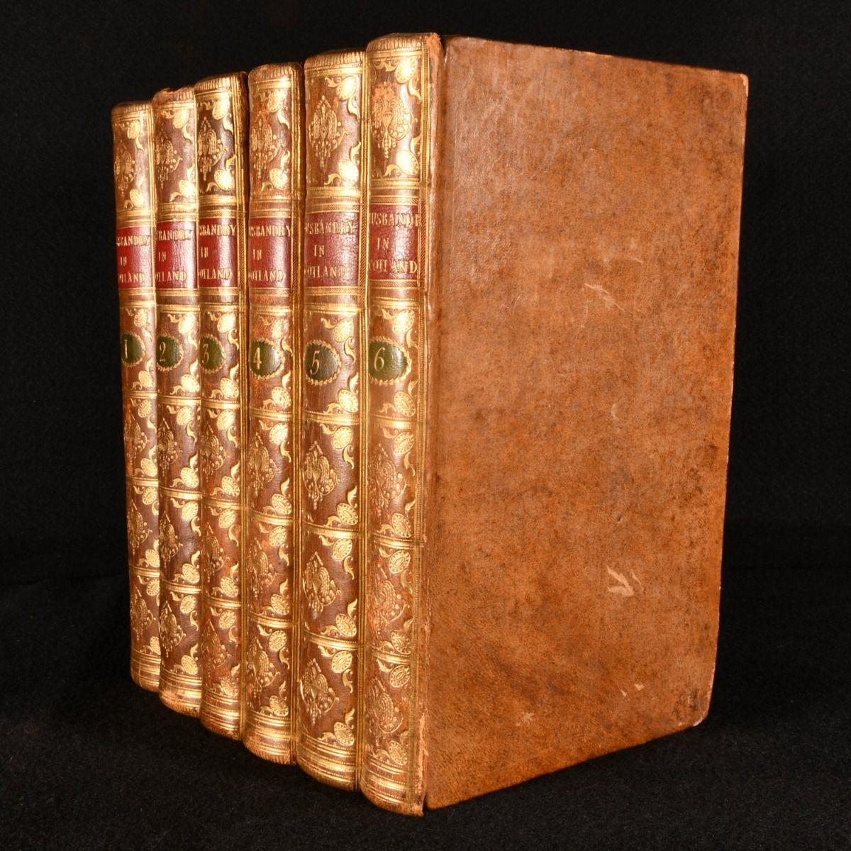 A scarce six volume collection regarding agriculture in Scotland during the eighteenth century, with delightful gilt spines.

ESTC Citation No. T103102.

This work examines agriculture, relating to the management of resources, cultivation of crops