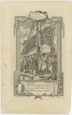 1778 Engraving: Captain Cook's Second Voyage - Meeting the Tahitians